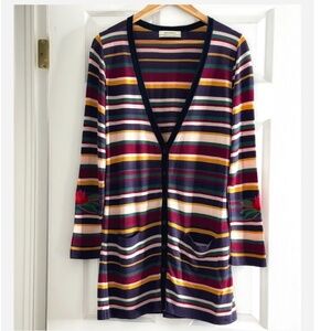Aldo Martins Striped Cardigan Button Front VNeck Multi Color Sweater Lightweight